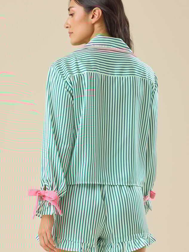 Kimber Festive Patch Satin Sleep Top Detail 5 - TULLABEE