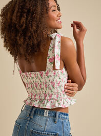 Ashlin Floral Corset Peplum Top Detail 4 - TULLABEE