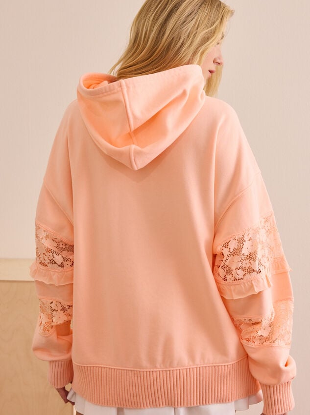 Rhythm Bloom Lace Sleeve Hoodie Detail 5 - TULLABEE