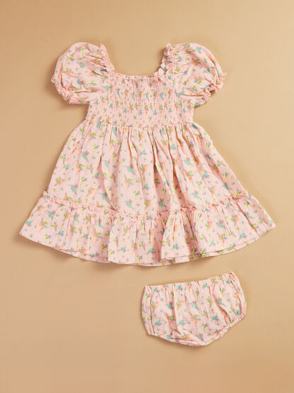 Harlow Hummingbird Baby Dress and Bloomer Set - TULLABEE