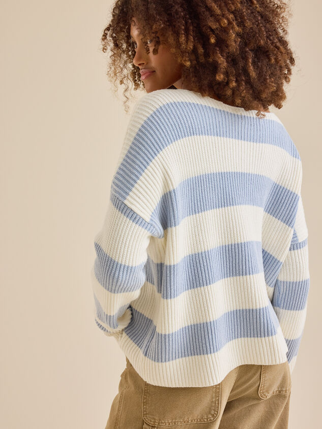 Mariah Striped Boatneck Sweater Detail 5 - TULLABEE