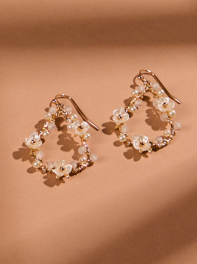 Floral Beaded Teardrop Earrings - TULLABEE