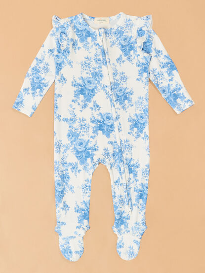 Cottage Floral Ruffle Sleeve Footie - TULLABEE