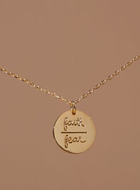 18K Faith Over Fear Coin Necklace Detail 3 - TULLABEE