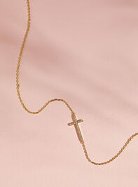 18k Gold Rhinestone Cross Necklace - TULLABEE