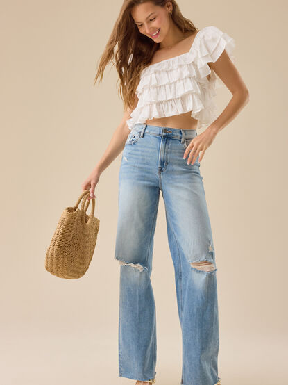 Raylin High Rise Distressed Jeans - TULLABEE