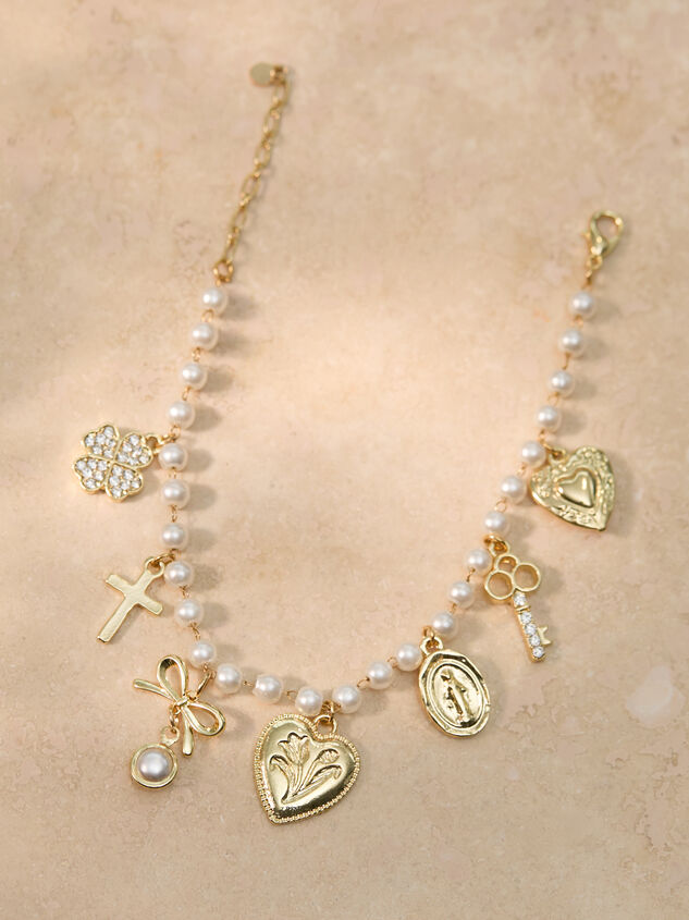 Pearl Heart Charm Dangles Bracelet - TULLABEE