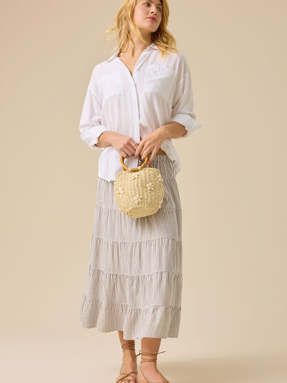 Lucy Striped Linen Skirt - TULLABEE