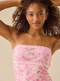 Kacey Floral Mesh Mini Dress Detail 3 - TULLABEE