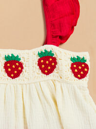 Sawyer Strawberry Crochet Dress Detail 3 - TULLABEE