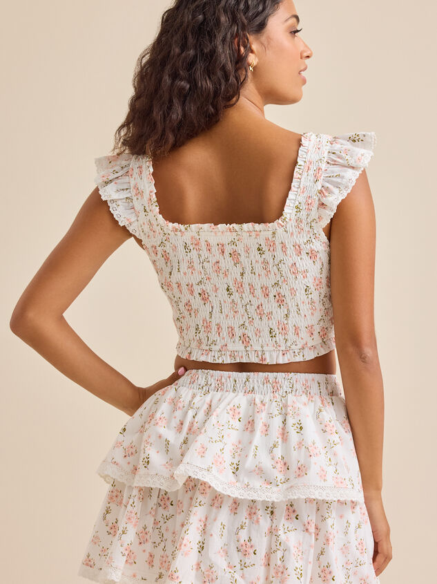 Ansley Smocked Floral Skirt Detail 4 - TULLABEE