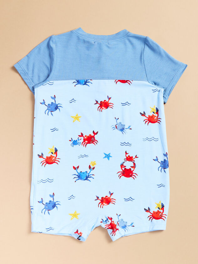 Crazy Crabs Henley Romper Detail 2 - TULLABEE