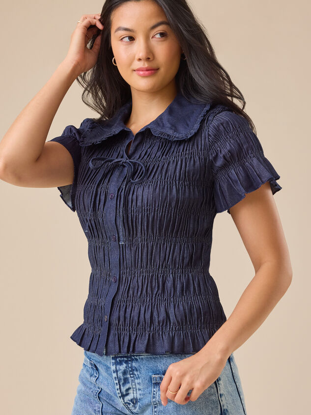 Rowan Denim Smocked Top Detail 2 - TULLABEE