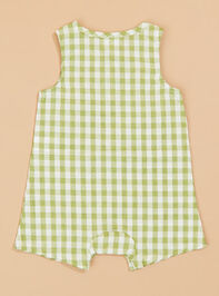 Buddy Gingham Romper by Mud Pie Detail 3 - TULLABEE