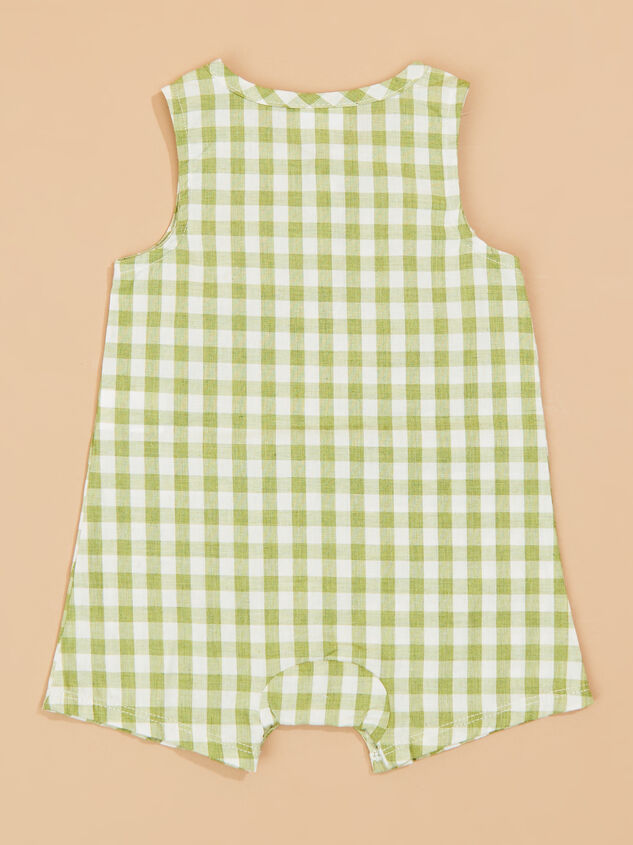Buddy Gingham Romper by Mud Pie Detail 3 - TULLABEE