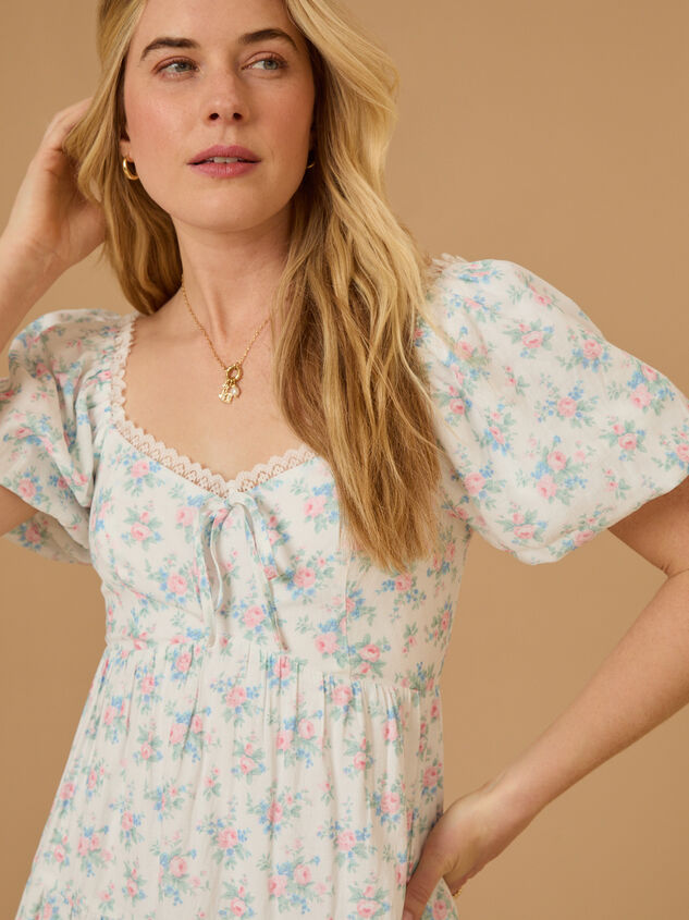 Nyari Tie Front Floral Mini Dress Detail 2 - TULLABEE