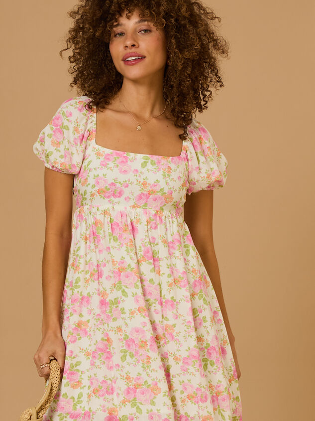 Eliza Puff Sleeve Floral Dress Detail 4 - TULLABEE