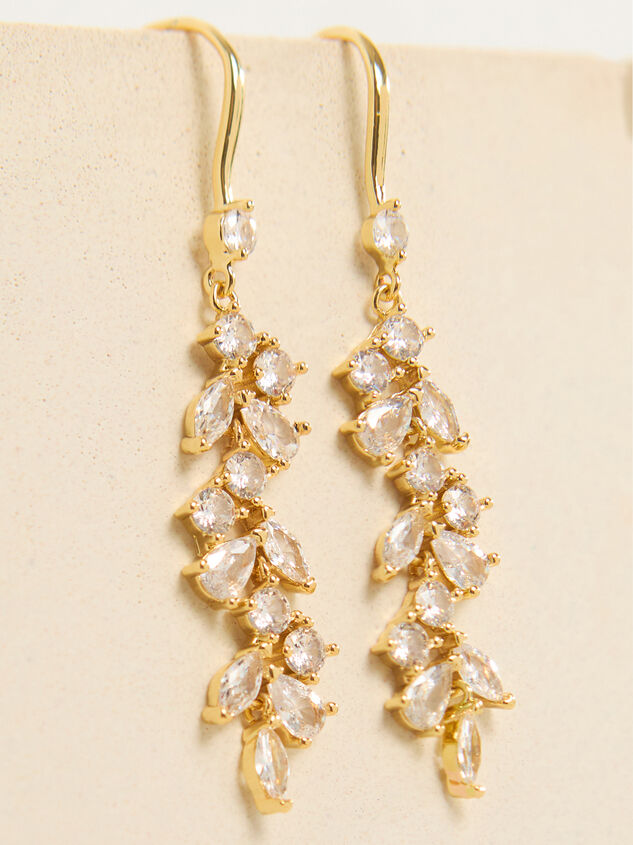 Evelyn CZ Leaf Dangle Earrings Detail 2 - TULLABEE