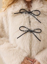 Elodie Tie Front Fur Jacket Detail 4 - TULLABEE
