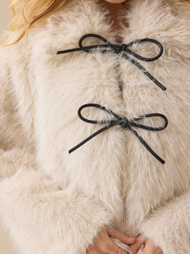 Elodie Tie Front Fur Jacket Detail 4 - TULLABEE