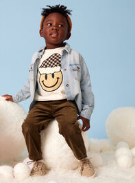 Checkered Santa Smiley Sweatshirt - TULLABEE