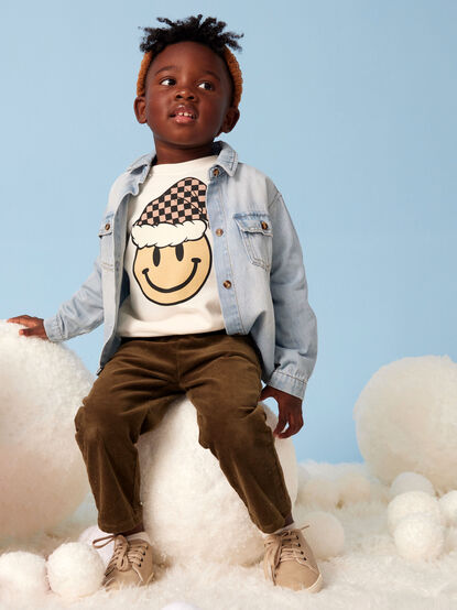 Checkered Santa Smiley Sweatshirt - TULLABEE