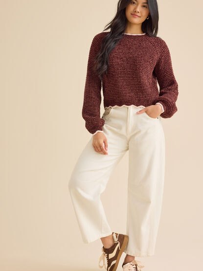 Amber Scalloped Trim Sweater - TULLABEE