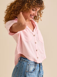Courtney Crop Linen Shirt Detail 3 - TULLABEE