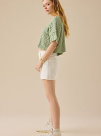 Emma Cable Cropped Sweater Detail 3 - TULLABEE