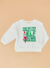 Check Your Elf Sweatshirt Detail 2 - TULLABEE