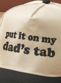 Put It On My Dad's Tab Trucker Hat Detail 2 - TULLABEE