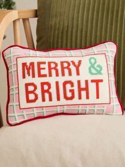 Merry And Bright Needlepoint Pillow - TULLABEE