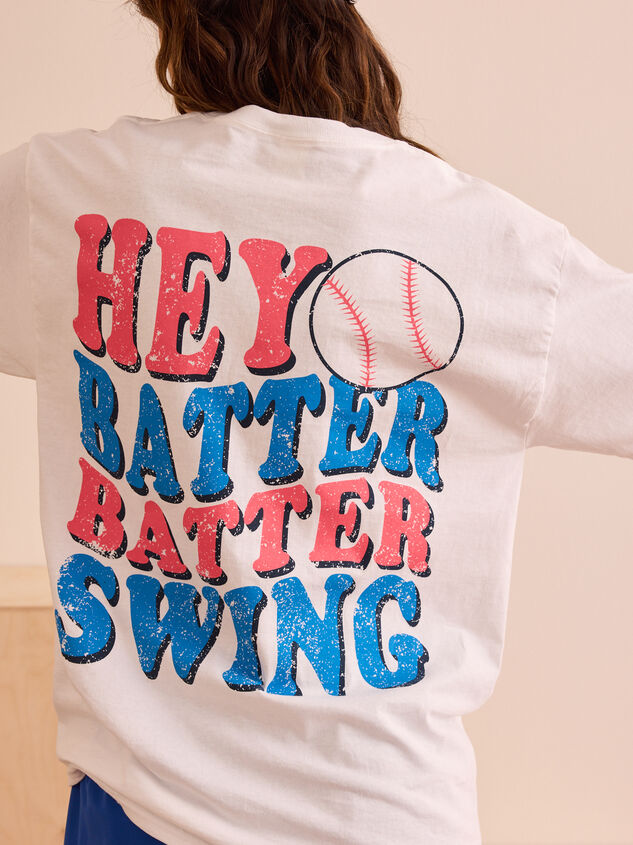Hey Batter Batter Graphic Tee Detail 3 - TULLABEE