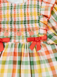 October Plaid Toddler Dress Detail 2 - TULLABEE