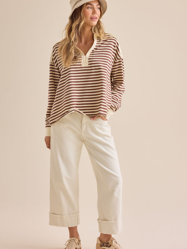 Aileen Oversized Striped Polo Detail 2 - TULLABEE
