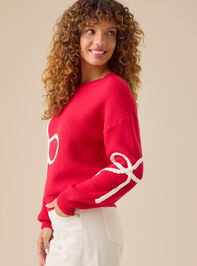 Braided Bow Christmas Mama Sweater Detail 4 - TULLABEE