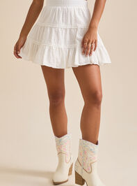 Emma Floral Tiered Mini Skirt Detail 3 - TULLABEE