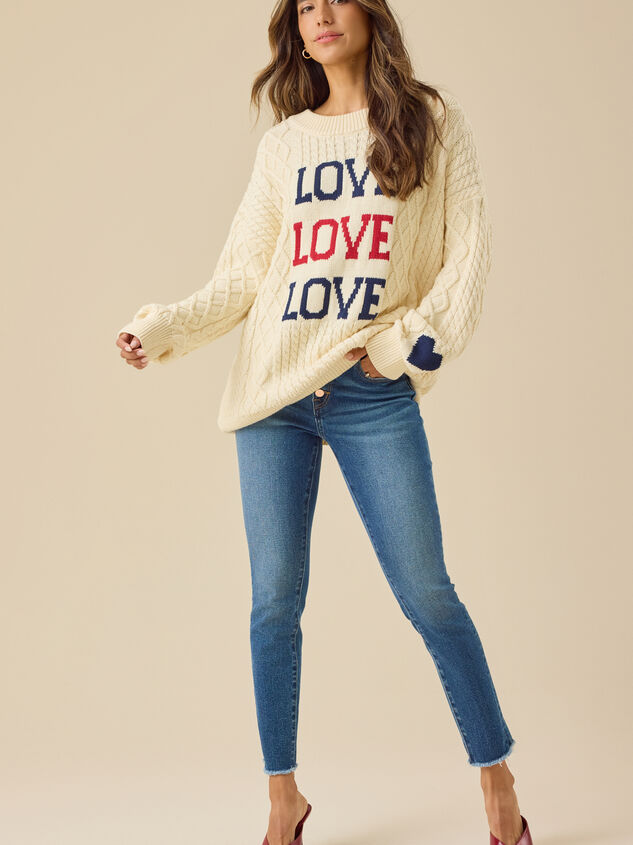 Love Cable Knit Pullover Detail 3 - TULLABEE