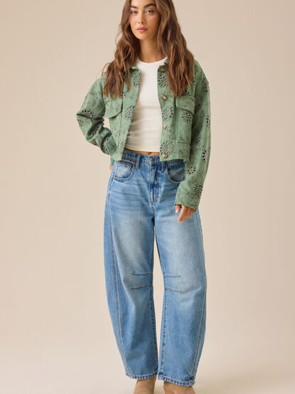 Renesme Denim Eyelet Jacket - TULLABEE