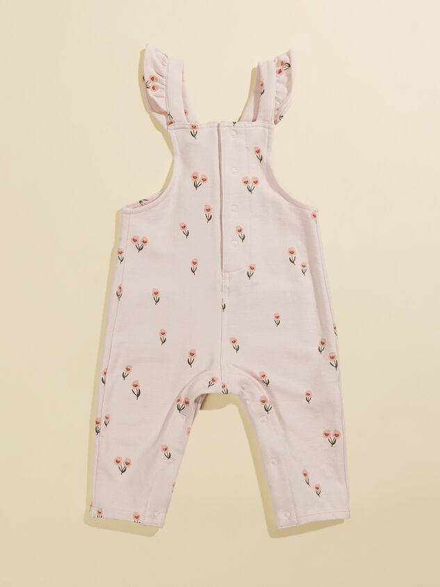 Chloe Toddler Floral Ruffle Overalls Detail 2 - TULLABEE