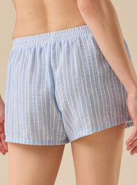 Hunter Striped Linen Shorts Detail 5 - TULLABEE