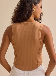 Elarie Pointelle Button Down Tank Detail 4 - TULLABEE