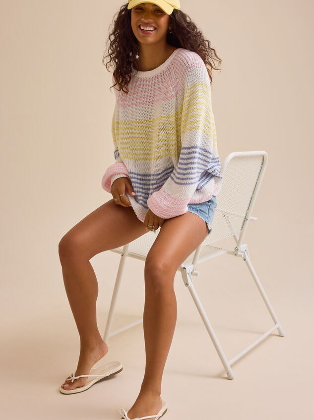 Kaleigh Striped Bow Back Sweater Detail 3 - TULLABEE
