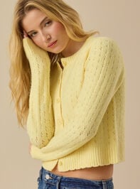 Olivia Pointelle Cardigan Detail 4 - TULLABEE