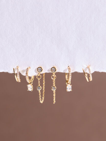 18K Gold Double Hoop Glitz Set - TULLABEE