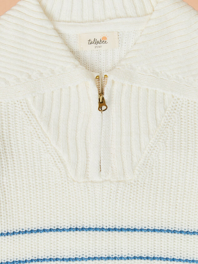 Sawyer Stripe Quarter Zip Sweater Detail 2 - TULLABEE