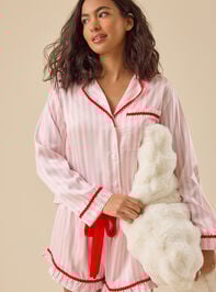 Rosemary Satin Stripe Sleep Top Detail 3 - TULLABEE