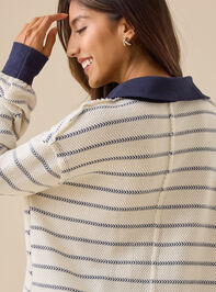 Lark Striped Oversized Polo Detail 4 - TULLABEE