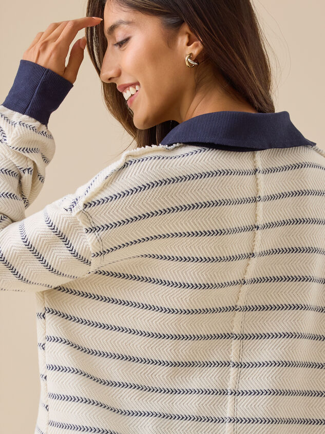 Lark Striped Oversized Polo Detail 4 - TULLABEE