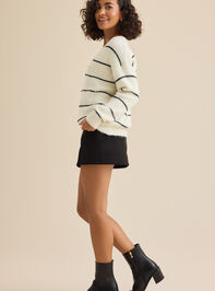Lucian Striped V-Neck Sweater Detail 5 - TULLABEE